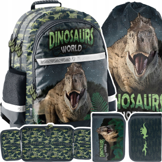 ŠKOLSKÝ BATOH PRE CHLAPECKA S DINOSAUROM DINO REČOM + 2 ďalšie produkty